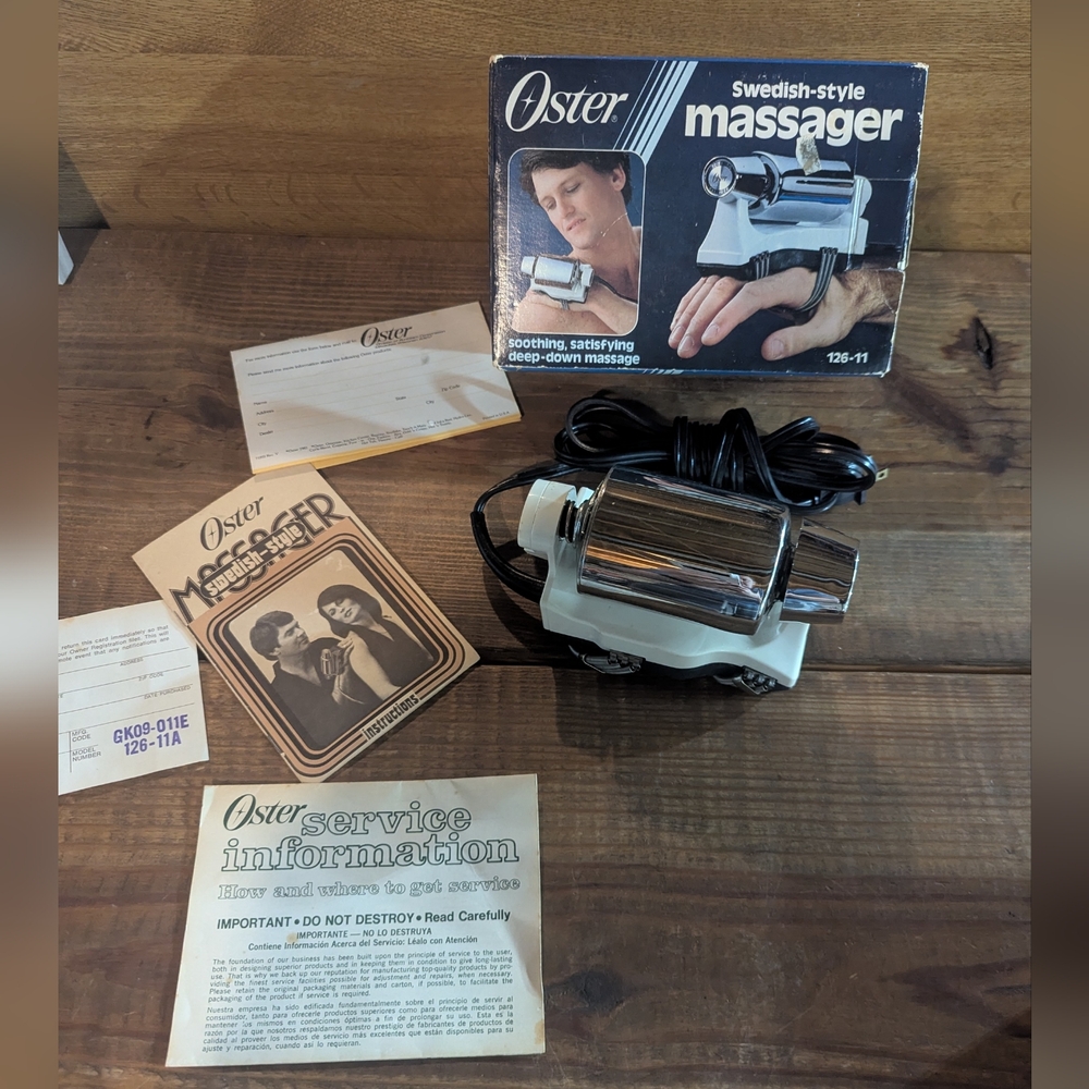 Oster Swedish-Style Massager, 126-11A, Box & Instructions Included, Works! 1982